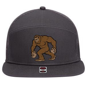 Sasquatch Bigfoot With Beer Kegs 7 Panel Mesh Trucker Snapback Hat