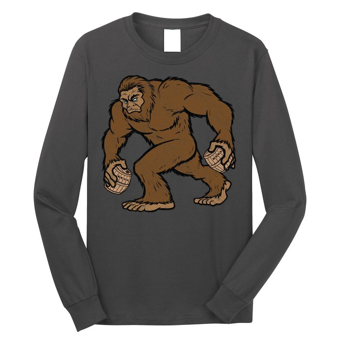 Sasquatch Bigfoot With Beer Kegs Long Sleeve Shirt