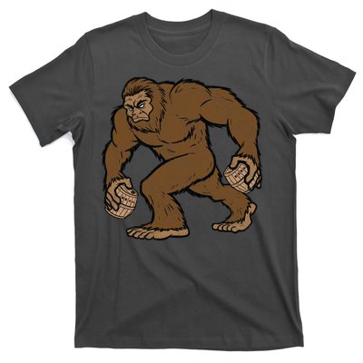 Sasquatch Bigfoot With Beer Kegs T-Shirt