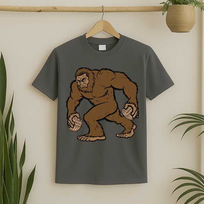 Sasquatch Bigfoot With Beer Kegs T-Shirt