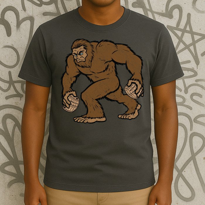 Sasquatch Bigfoot With Beer Kegs T-Shirt
