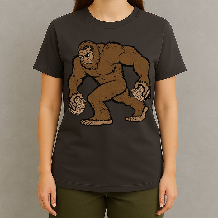 Sasquatch Bigfoot With Beer Kegs T-Shirt