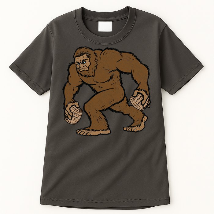 Sasquatch Bigfoot With Beer Kegs Tall T-Shirt