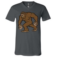 Sasquatch Bigfoot With Beer Kegs V-Neck T-Shirt