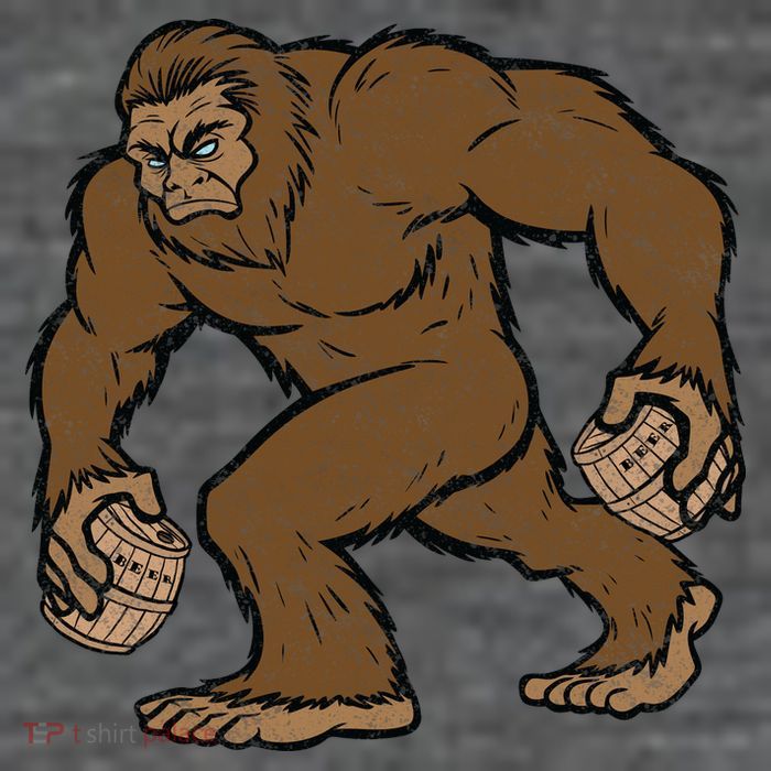 Sasquatch Bigfoot With Beer Kegs Button