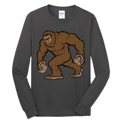 Sasquatch Bigfoot With Beer Kegs Tall Long Sleeve T-Shirt