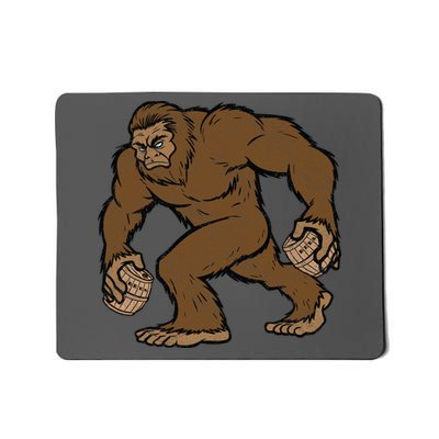 Sasquatch Bigfoot With Beer Kegs Mousepad