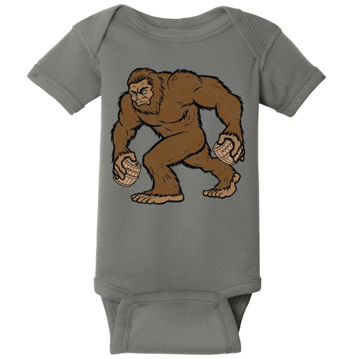 Sasquatch Bigfoot With Beer Kegs Baby Bodysuit