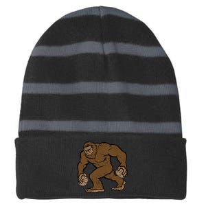 Sasquatch Bigfoot With Beer Kegs Striped Beanie with Solid Band