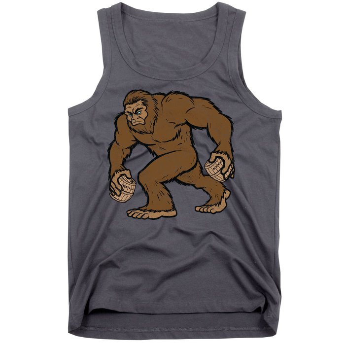 Sasquatch Bigfoot With Beer Kegs Tank Top