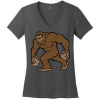 Sasquatch Bigfoot With Beer Kegs Women's V-Neck T-Shirt