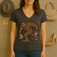 Sasquatch Bigfoot With Beer Kegs Women's V-Neck T-Shirt