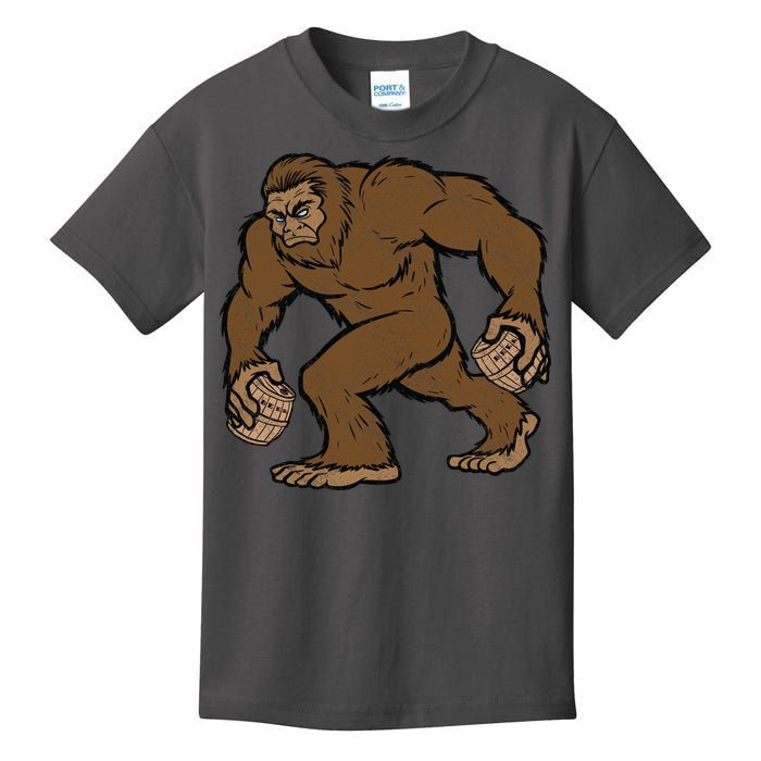 Sasquatch Bigfoot With Beer Kegs Kids T-Shirt