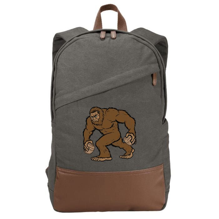 Sasquatch Bigfoot With Beer Kegs Cotton Canvas Backpack