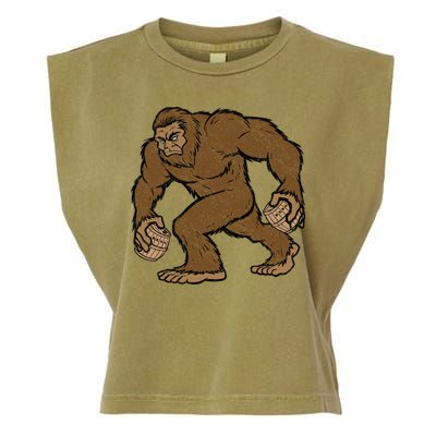 Sasquatch Bigfoot With Beer Kegs Garment-Dyed Women's Muscle Tee
