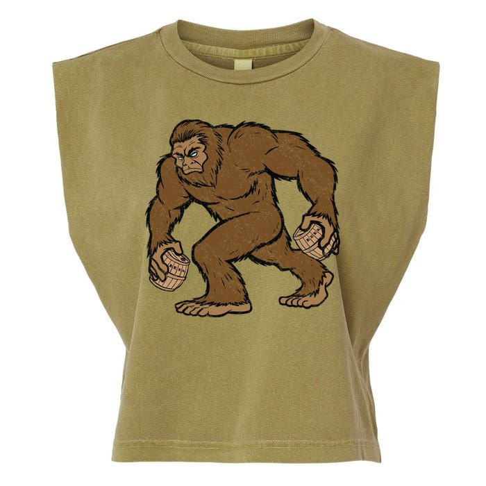 Sasquatch Bigfoot With Beer Kegs Garment-Dyed Women's Muscle Tee
