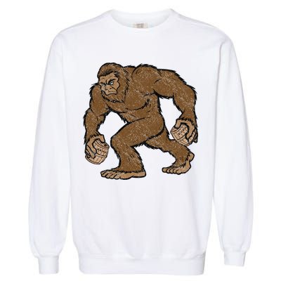 Sasquatch Bigfoot With Beer Kegs Garment-Dyed Sweatshirt