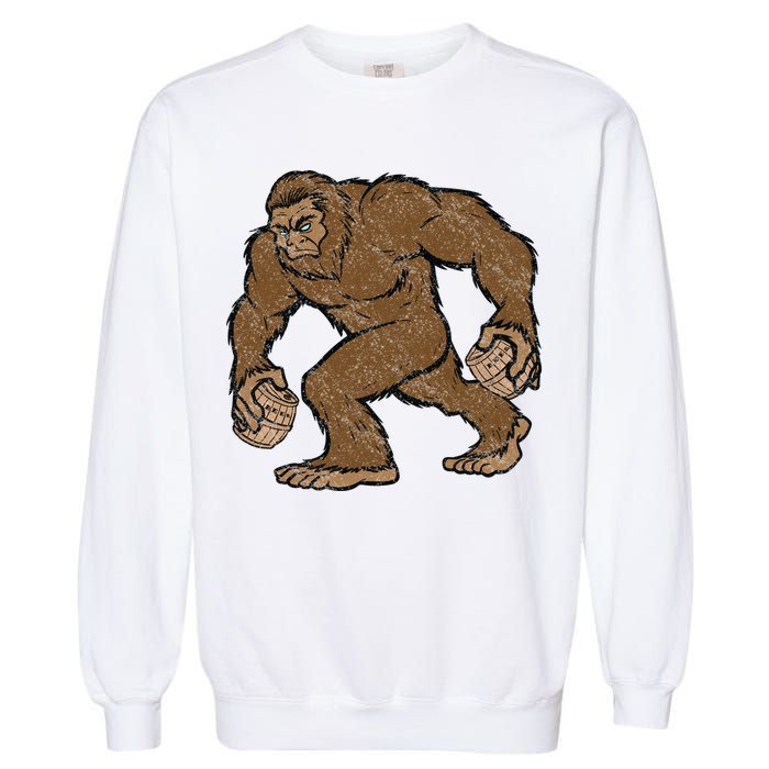 Sasquatch Bigfoot With Beer Kegs Garment-Dyed Sweatshirt