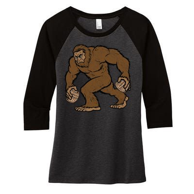 Sasquatch Bigfoot With Beer Kegs Women's Tri-Blend 3/4-Sleeve Raglan Shirt