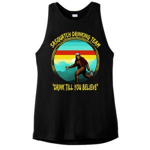 Sasquatch Drinking Team Drink Till You Believe Ladies PosiCharge Tri-Blend Wicking Tank