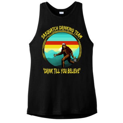 Sasquatch Drinking Team Drink Till You Believe Ladies PosiCharge Tri-Blend Wicking Tank