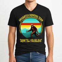 Sasquatch Drinking Team Drink Till You Believe V-Neck T-Shirt