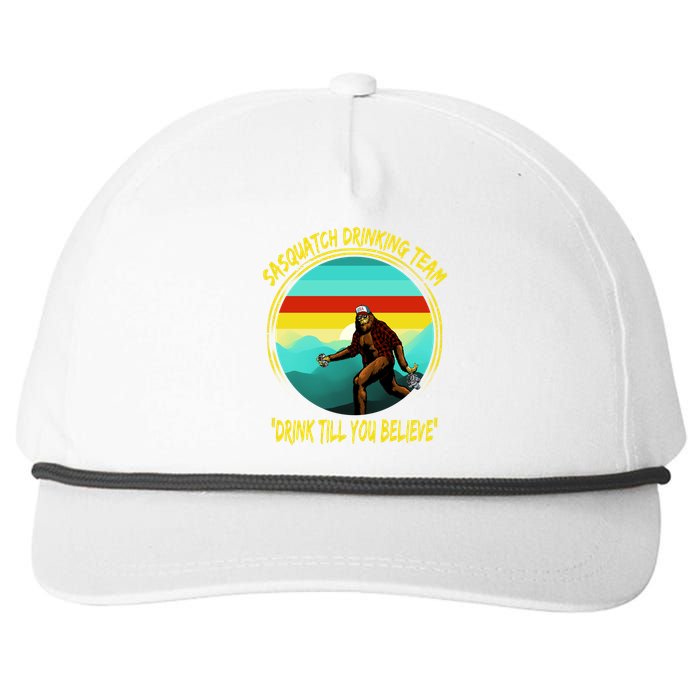 Sasquatch Drinking Team Drink Till You Believe Snapback Five-Panel Rope Hat