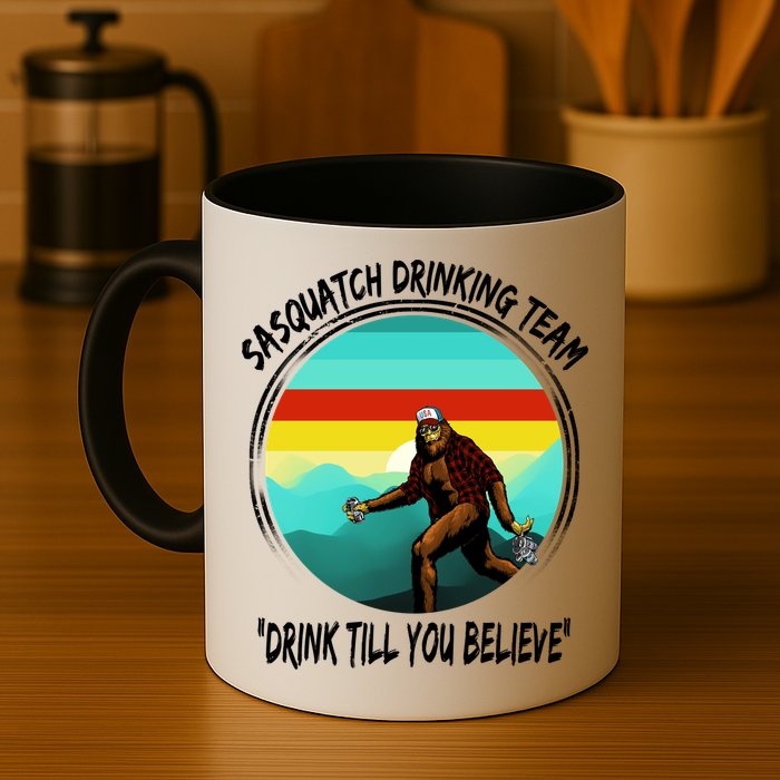 Sasquatch Drinking Team Drink Till You Believe Mug