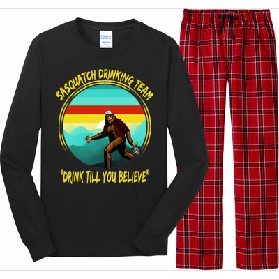 Sasquatch Drinking Team Drink Till You Believe Long Sleeve Pajama Set