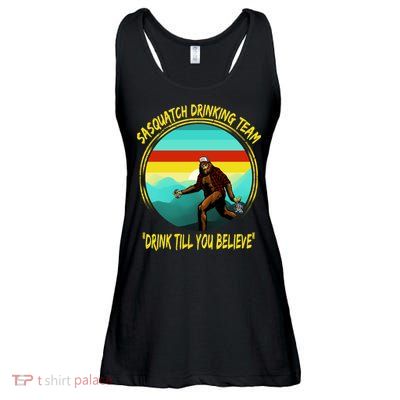 Sasquatch Drinking Team Drink Till You Believe Ladies Essential Flowy Tank