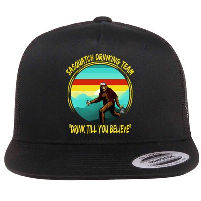 Sasquatch Drinking Team Drink Till You Believe Flat Bill Trucker Hat