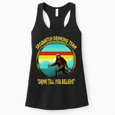 Sasquatch Drinking Team Drink Till You Believe Womens Tank Top