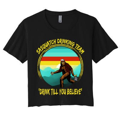 Sasquatch Drinking Team Drink Till You Believe Crop Top