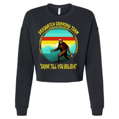 Sasquatch Drinking Team Drink Till You Believe Cropped Pullover Crew