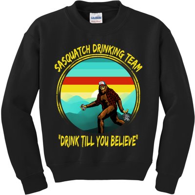 Sasquatch Drinking Team Drink Till You Believe Kids Sweatshirt