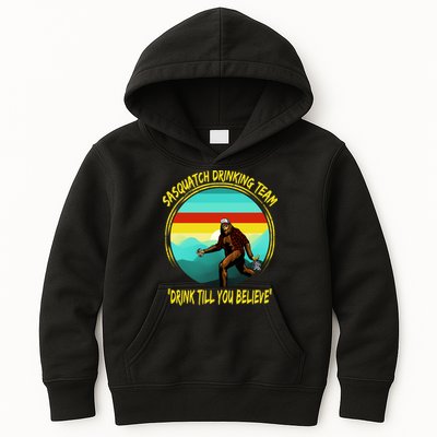 Sasquatch Drinking Team Drink Till You Believe Kids Hoodie