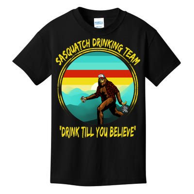 Sasquatch Drinking Team Drink Till You Believe Kids T-Shirt