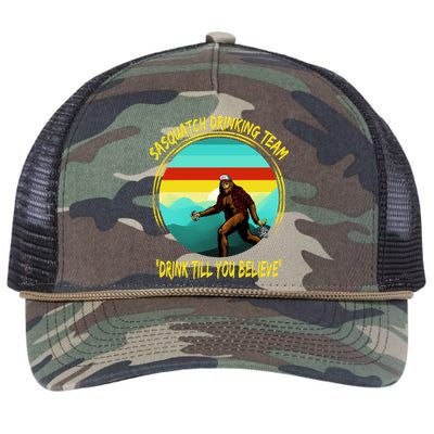 Sasquatch Drinking Team Drink Till You Believe Retro Rope Trucker Hat Cap