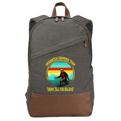 Sasquatch Drinking Team Drink Till You Believe Cotton Canvas Backpack