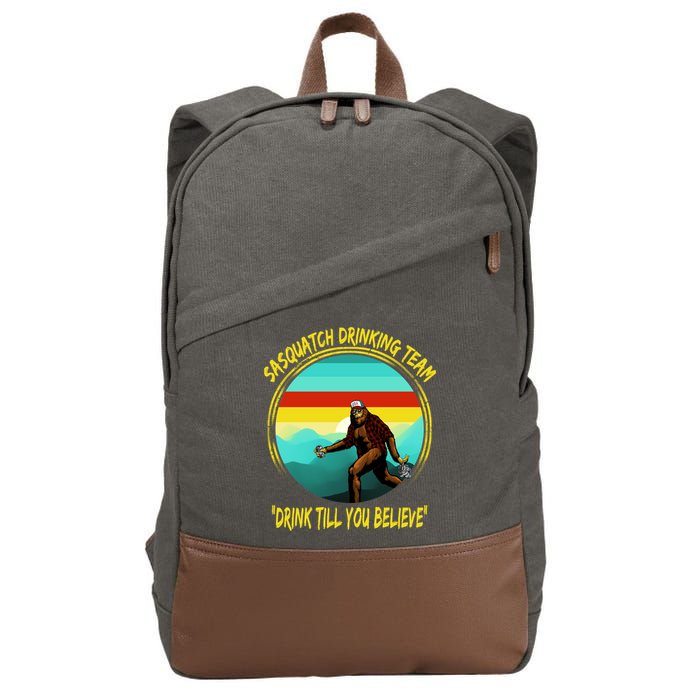 Sasquatch Drinking Team Drink Till You Believe Cotton Canvas Backpack