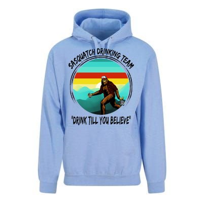 Sasquatch Drinking Team Drink Till You Believe Unisex Surf Hoodie