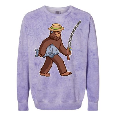 Sasquatch Gone Fishing Colorblast Crewneck Sweatshirt