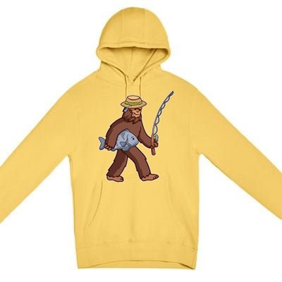 Sasquatch Gone Fishing Premium Pullover Hoodie