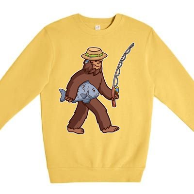 Sasquatch Gone Fishing Premium Crewneck Sweatshirt