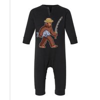 Sasquatch Gone Fishing Infant Fleece One Piece