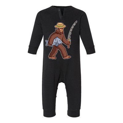 Sasquatch Gone Fishing Infant Fleece One Piece