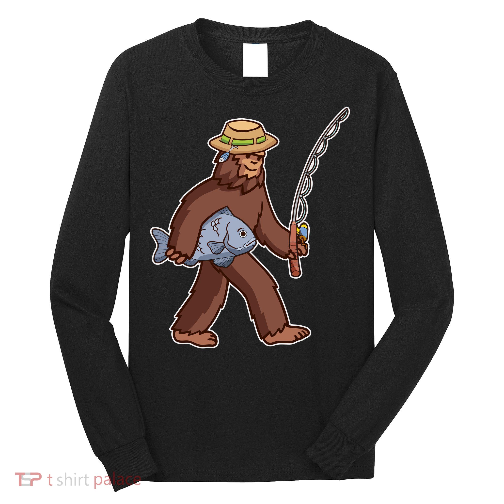 Sasquatch Gone Fishing Long Sleeve Shirt