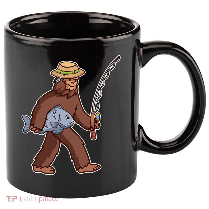 Sasquatch Gone Fishing 11oz C Handle Ceramic Mug