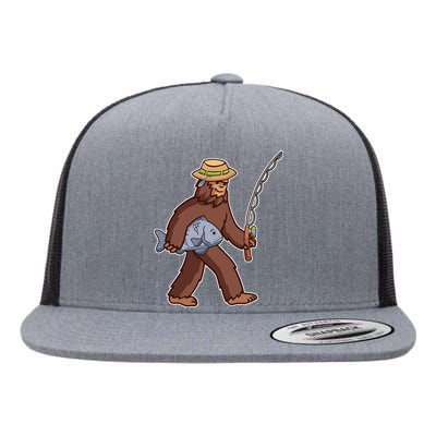 Sasquatch Gone Fishing Flat Bill Trucker Hat