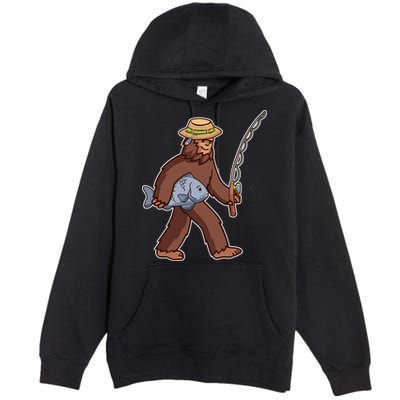 Sasquatch Gone Fishing Premium Pullover Hoodie